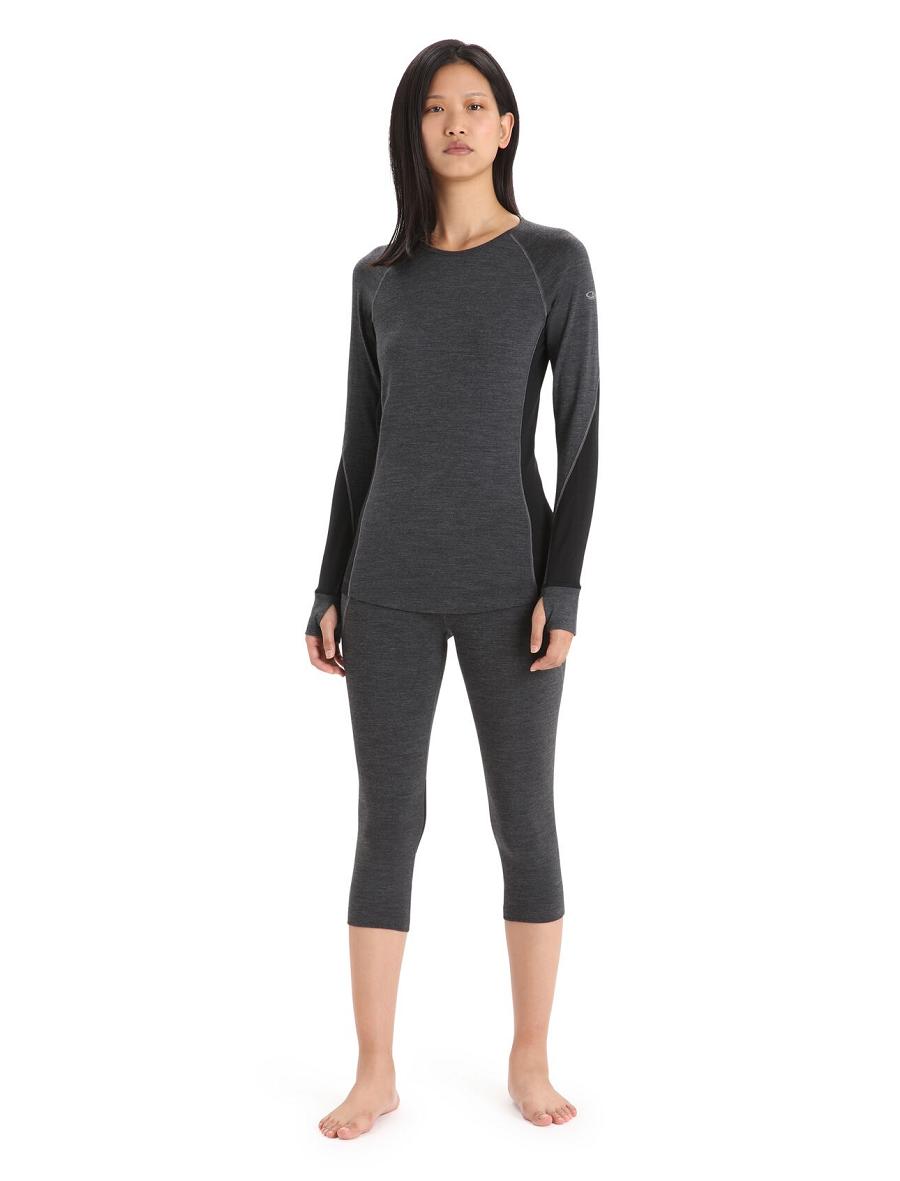 Jet Heather / Black Icebreaker BodyfitZone™ Merino 260 Zone 3/4 Thermal Leggings Women's Base Layers | AU 1868LISH